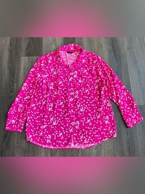 Dokotoo Bright Pink Printed Button-Down Blouse